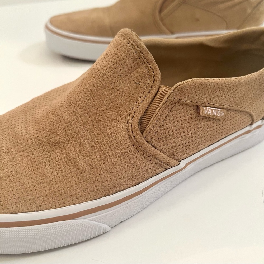 Vans Slip-On Suede Sneakers in Tan - Picture 7 of 13